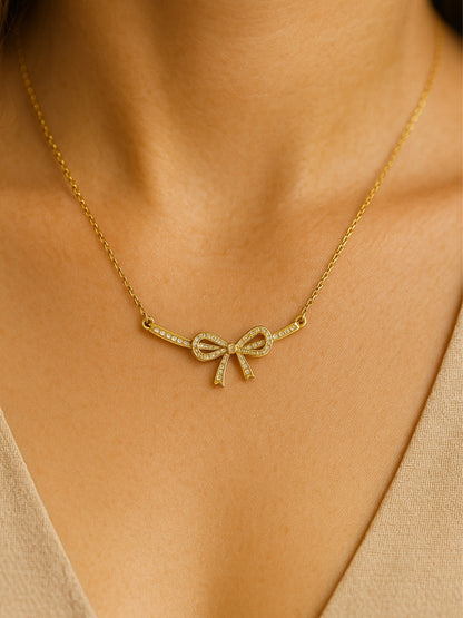 Rosé Bow Pendant Necklace | Everyday Luxe Charm