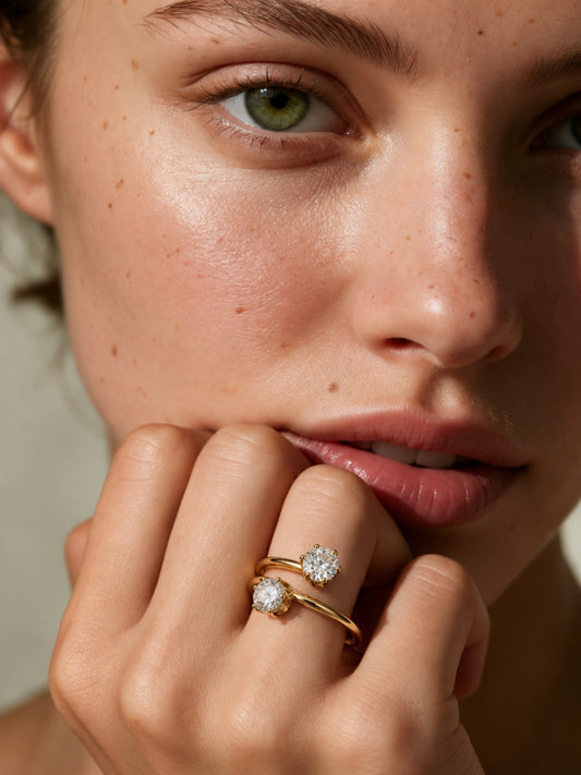 Double Solitaire Ring - 18kt Gold Plating