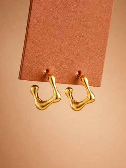 Geometric Gold Half Hoop Earrings – Anti Tarnish Everyday Hoops