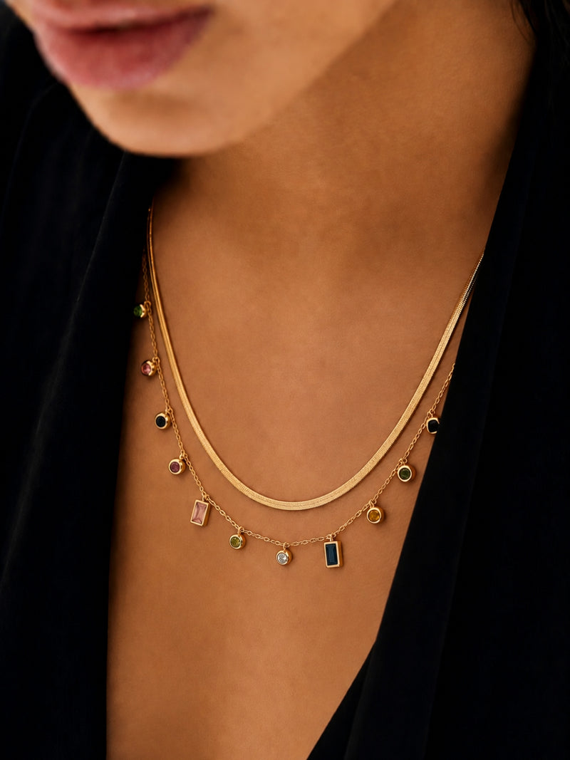 Multicolor Charm Layered Necklace Set
