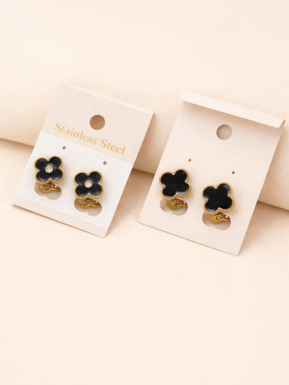 Clover Gold Hoops with CZ & MOP – 18K Plated
