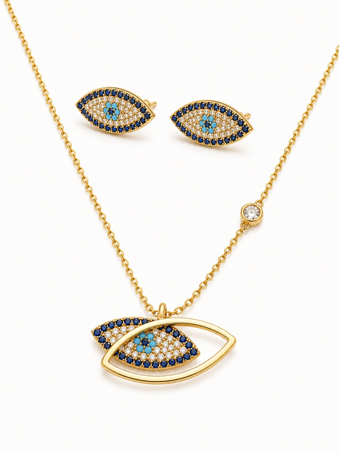 Talismano Evil Eye Necklace & Earring Set, 18K Gold-Plated