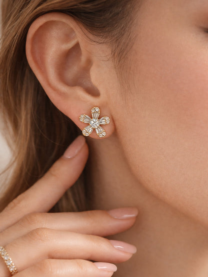 Floral Studded Rose Gold Earrings | Everyday AD Flower Studs