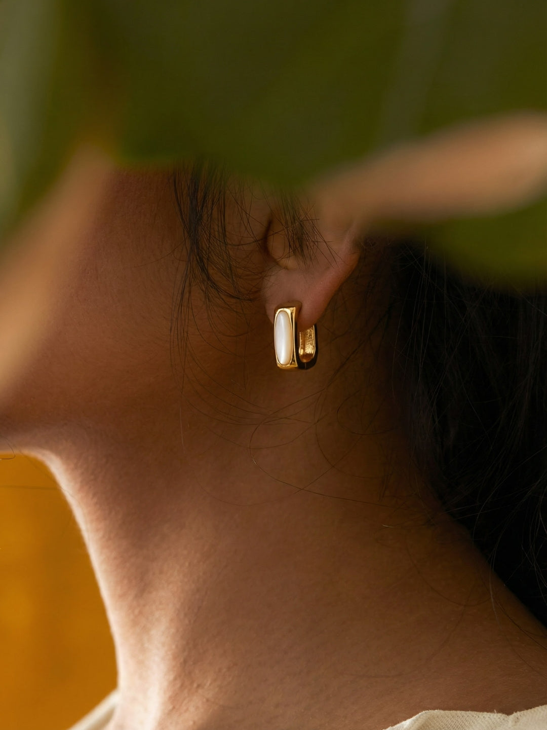 Quad MOP Gold Stud Earrings | 18K Gold Plated Pearl Studs