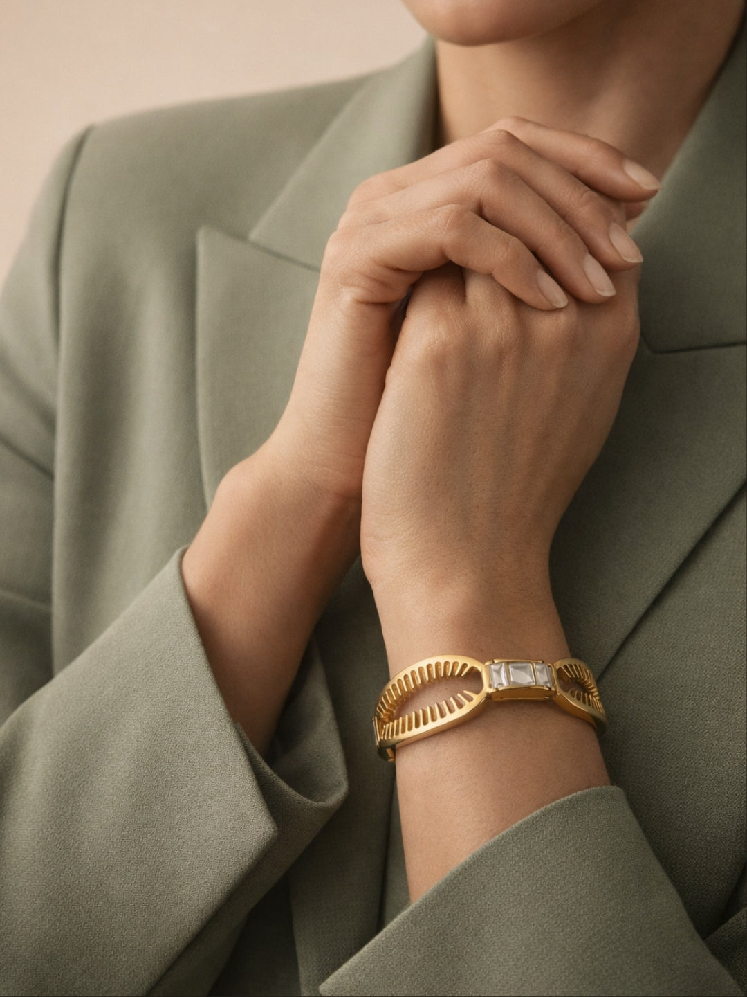 18K Gold Plated CZ Thorn Cuff Bracelet | Anti Tarnish