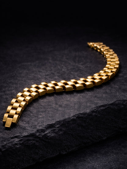 Gold Watch Strap Style Bracelet for Men – 18K Gold Plated