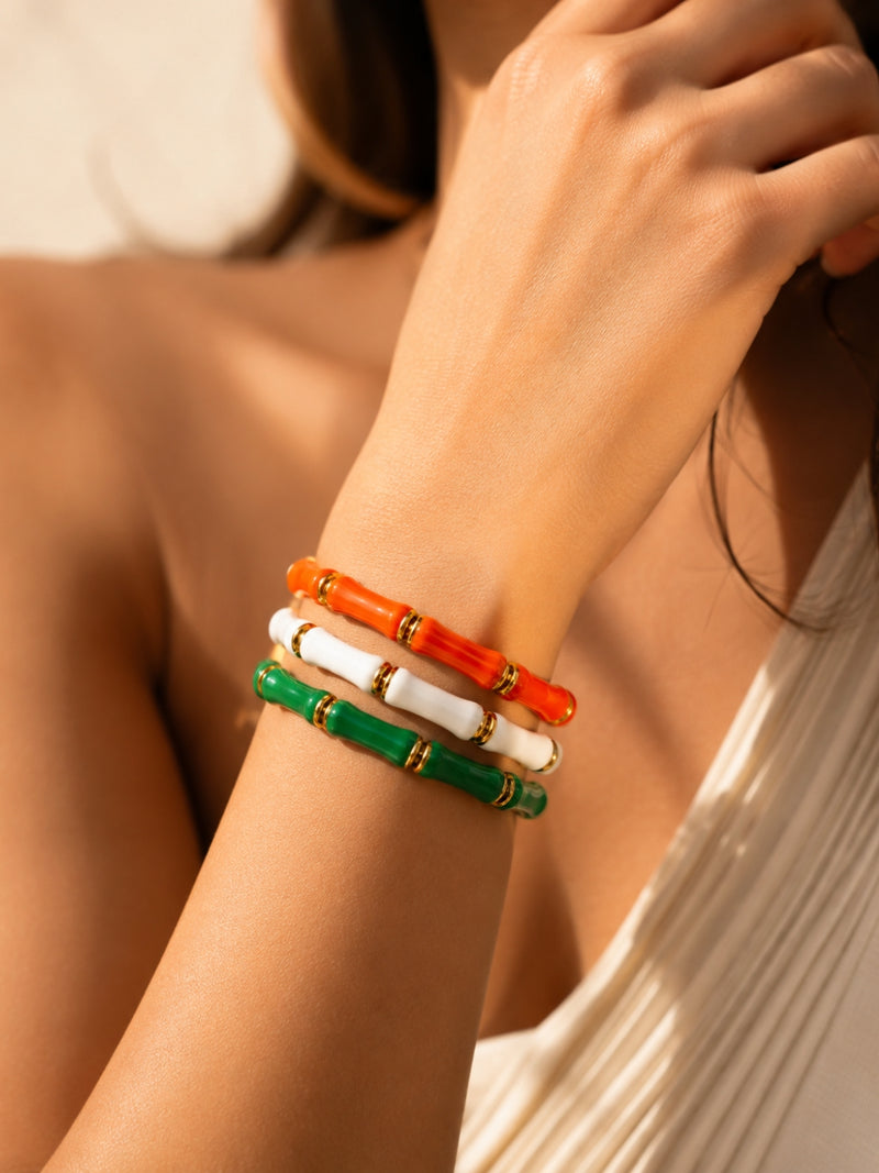 Tiranga Bamboo Bracelet Stack – Set of 3