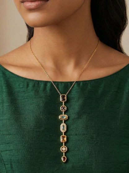 Pastel Shades Harmony Necklace & Earrings Set – 18K Gold Plated