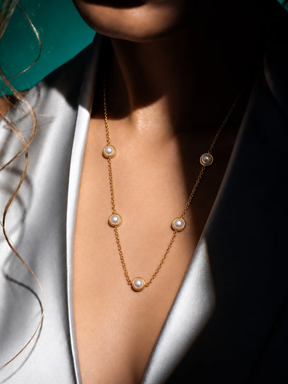 Multi Pearl Chain -18KT Gold Plating