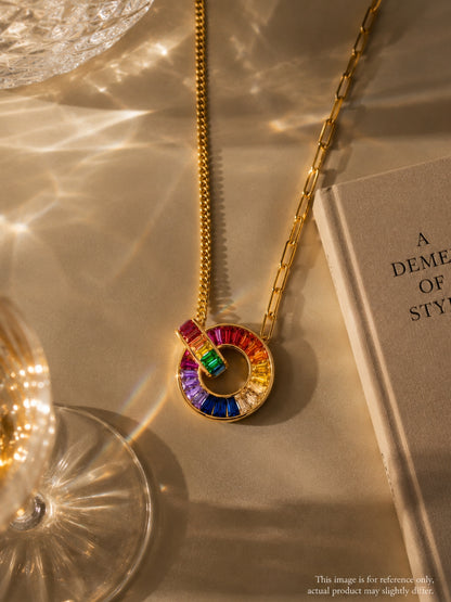 Caleidoscopio Rainbow Interlocking Necklace & Earring Set, 18K Gold-Plated