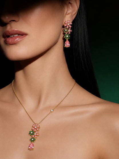 Roseto Floral Cluster Necklace & Earring Set, 18K Gold-Plated