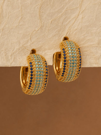 Ombré Pavé Hoop Earrings – 18K Gold-Plated