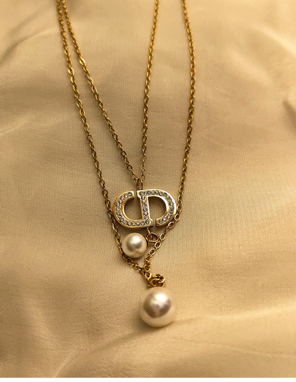 CD Multilayer Pearl Drop Chain