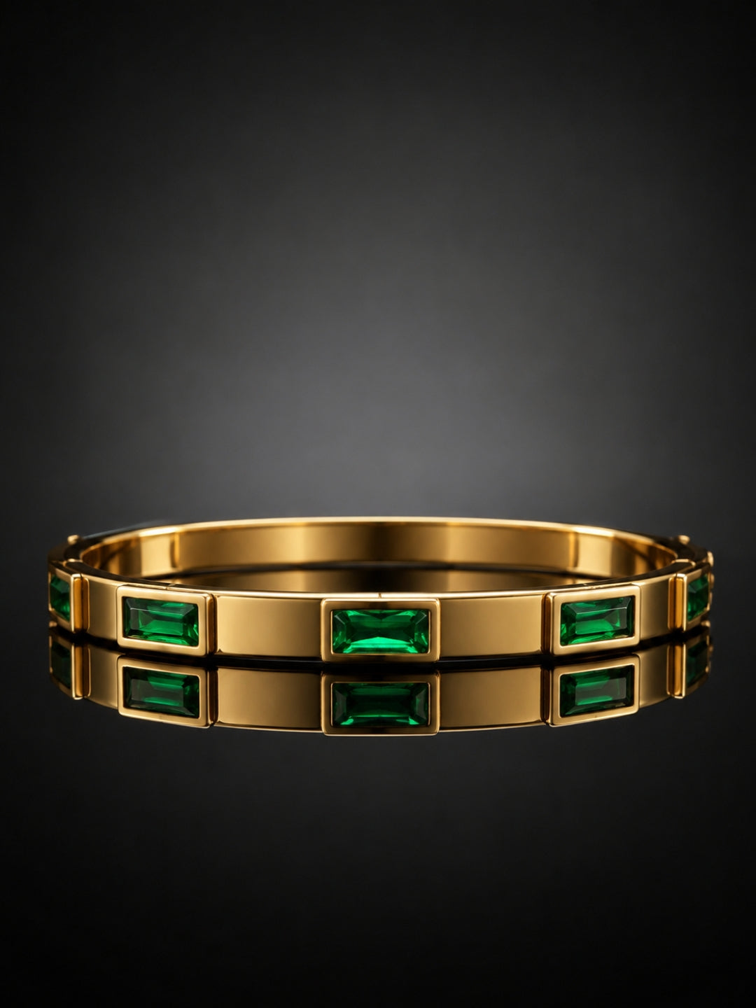 Emerald Green CZ Gold Bracelet – Waterproof Stainless Steel