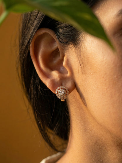 18K Rose Gold Heart CZ Hoop Earrings – Dainty Everyday Luxe