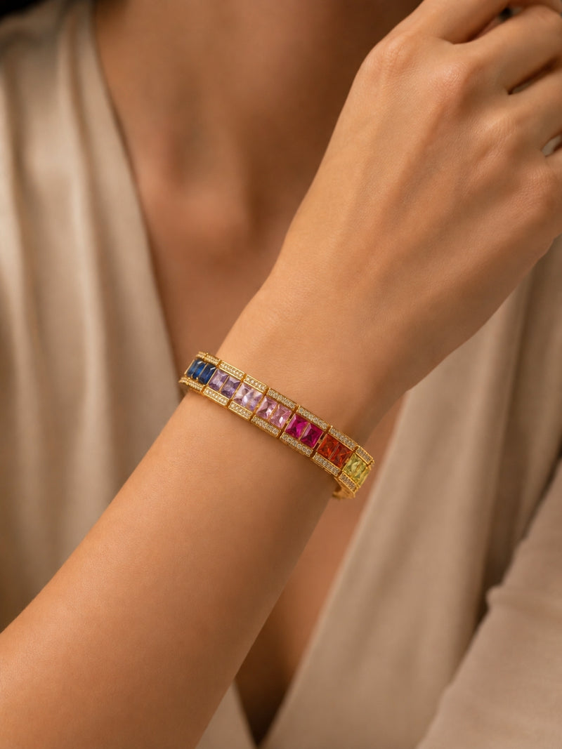 Spectrum Ombré Link Bracelet, 18K Gold-Plated