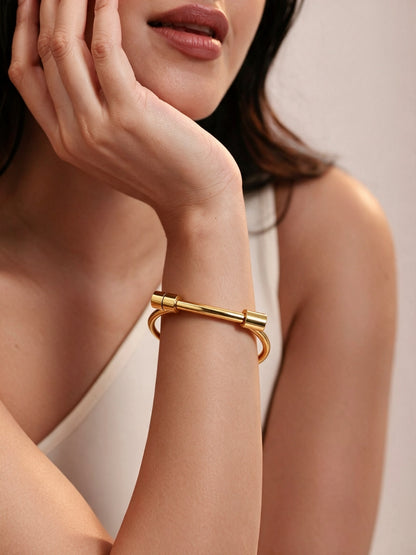 Gold Bar Cuff Bracelet — 18K Gold Plated Stainless Steel