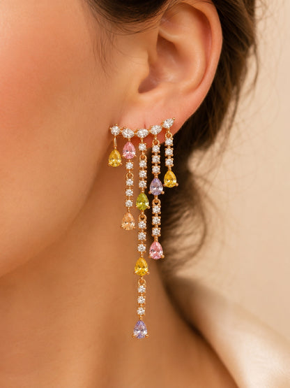 Aurora Cascade Fringe Earrings, 18K Rose Gold-Plated