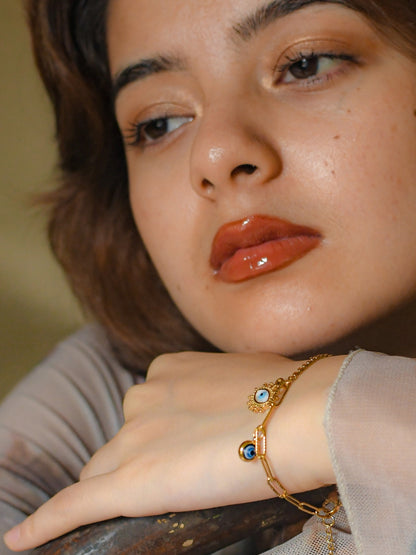 Evil Eye Gold Bracelet – Anti-Tarnish, Adjustable & Waterproof