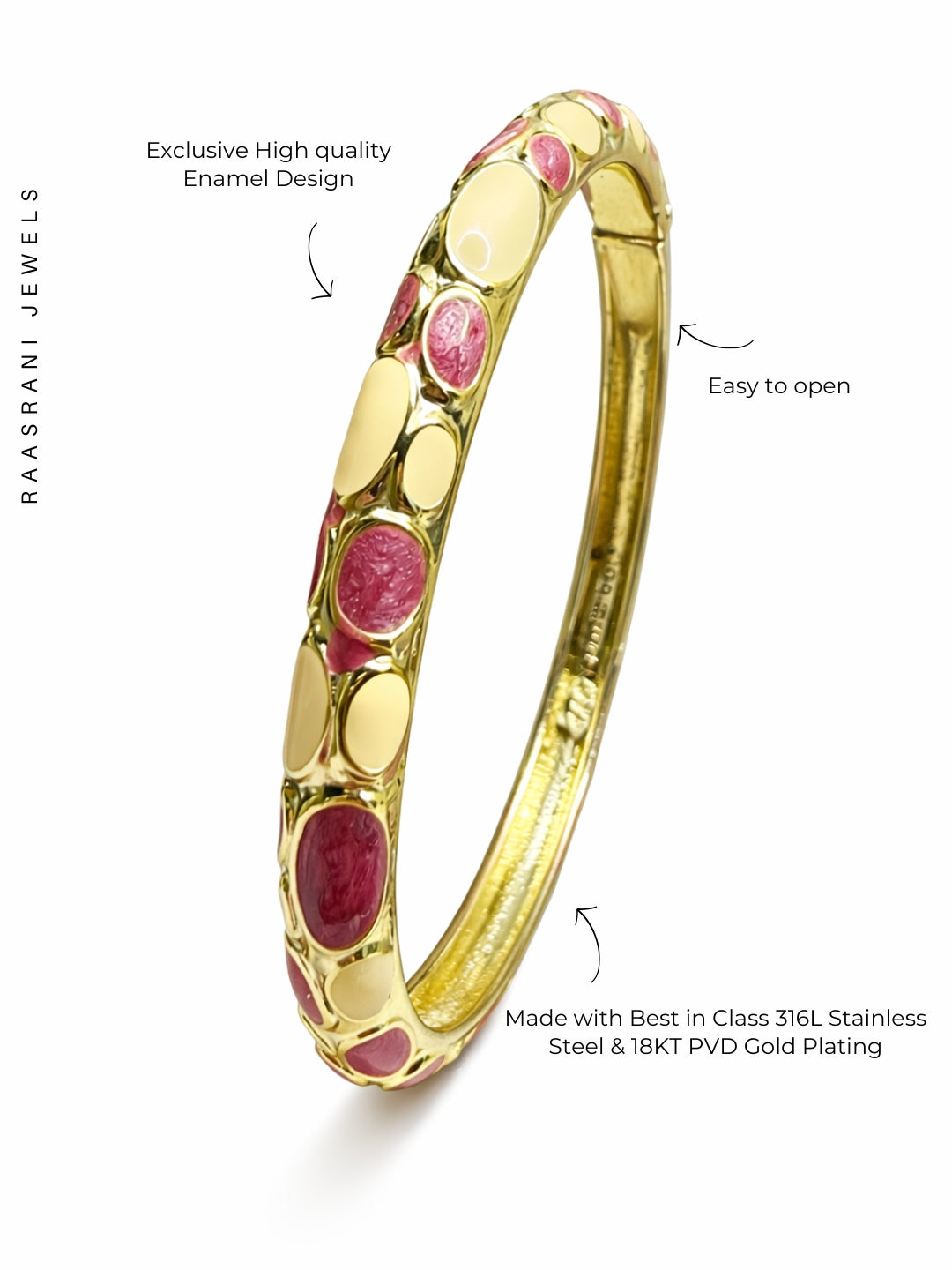 Mauve & Beige Bubble Enamel Gold Thin Bracelet