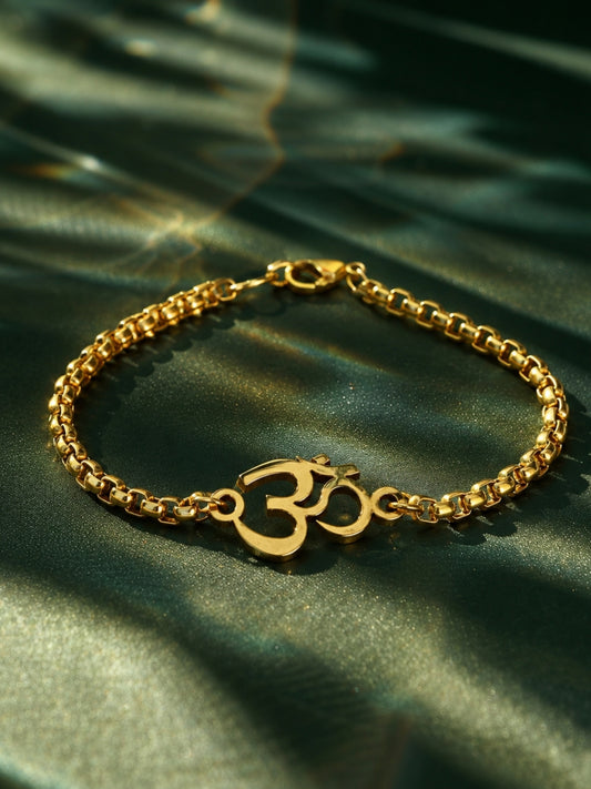 Om Bracelet – Box Chain, 18K Gold Plated Stainless Steel