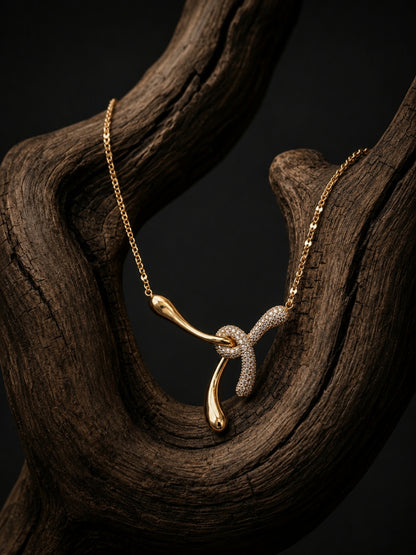 Nodo Two-Tone Knot Necklace & Earring Set, 18K Gold-Plated
