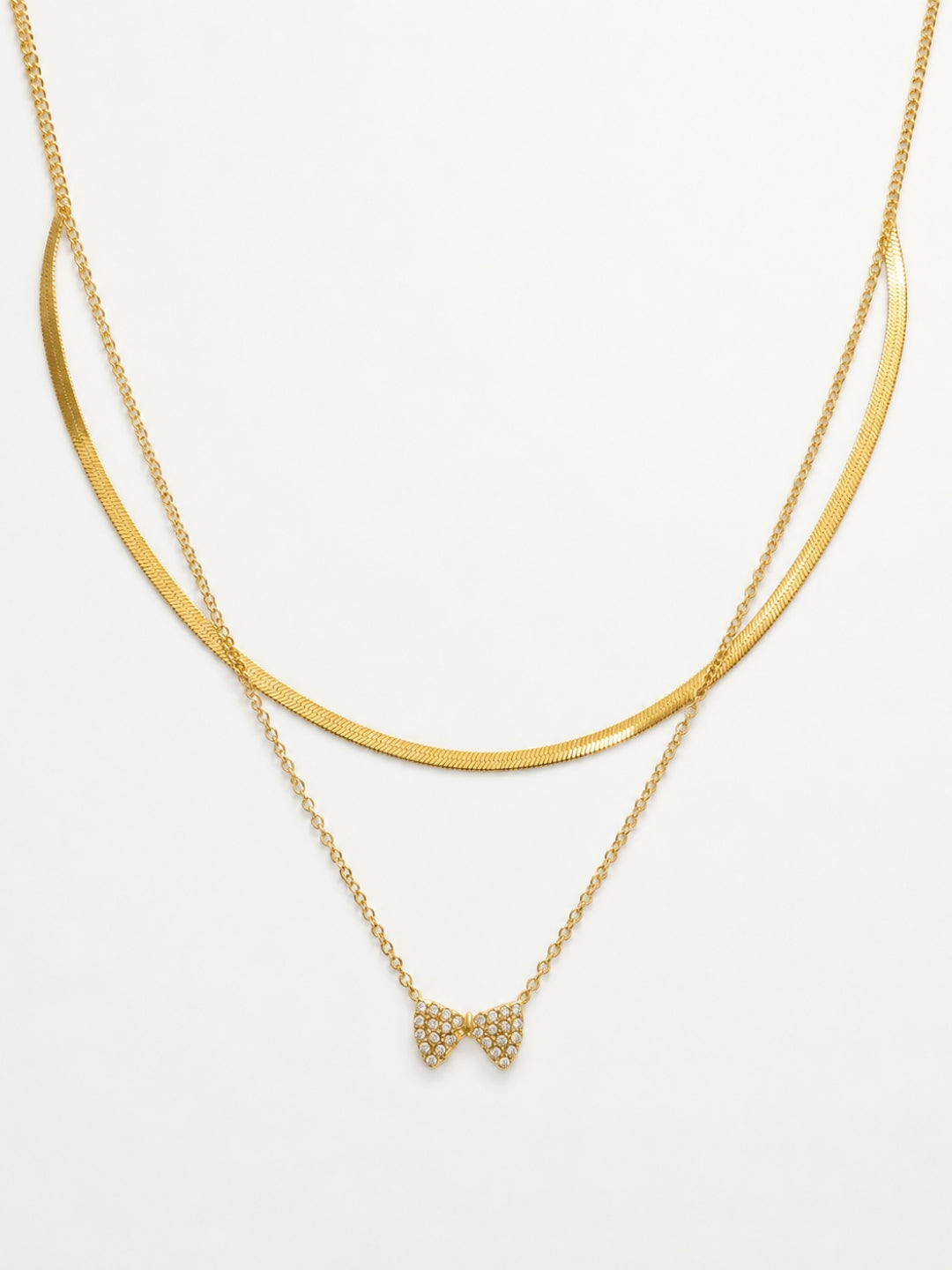 Bow Pendant Layered Necklace Set – 18K Gold Plated