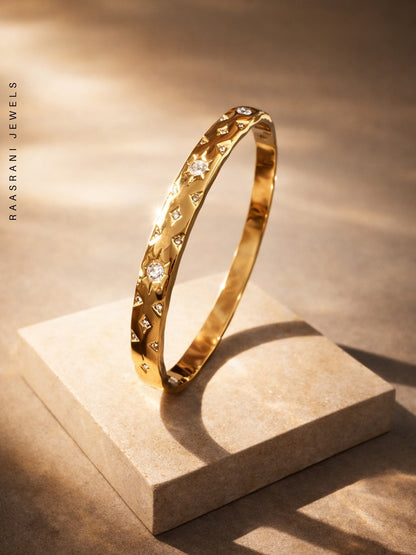Celeste Texture Gold Bracelet with CZ | Anti-Tarnish Everyday Wear