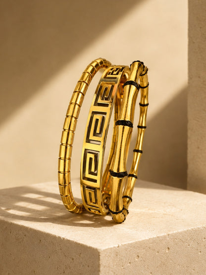 18K Gold Plated Stackable Bracelet Set – Set of 3