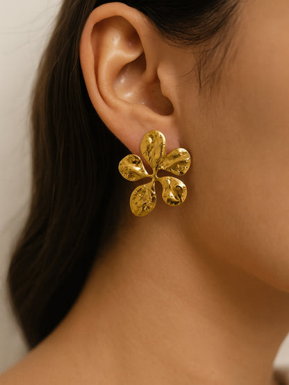 Floral Gold Stud Earrings – 18K Gold Plated, Anti-Tarnish Everyday Jewelry