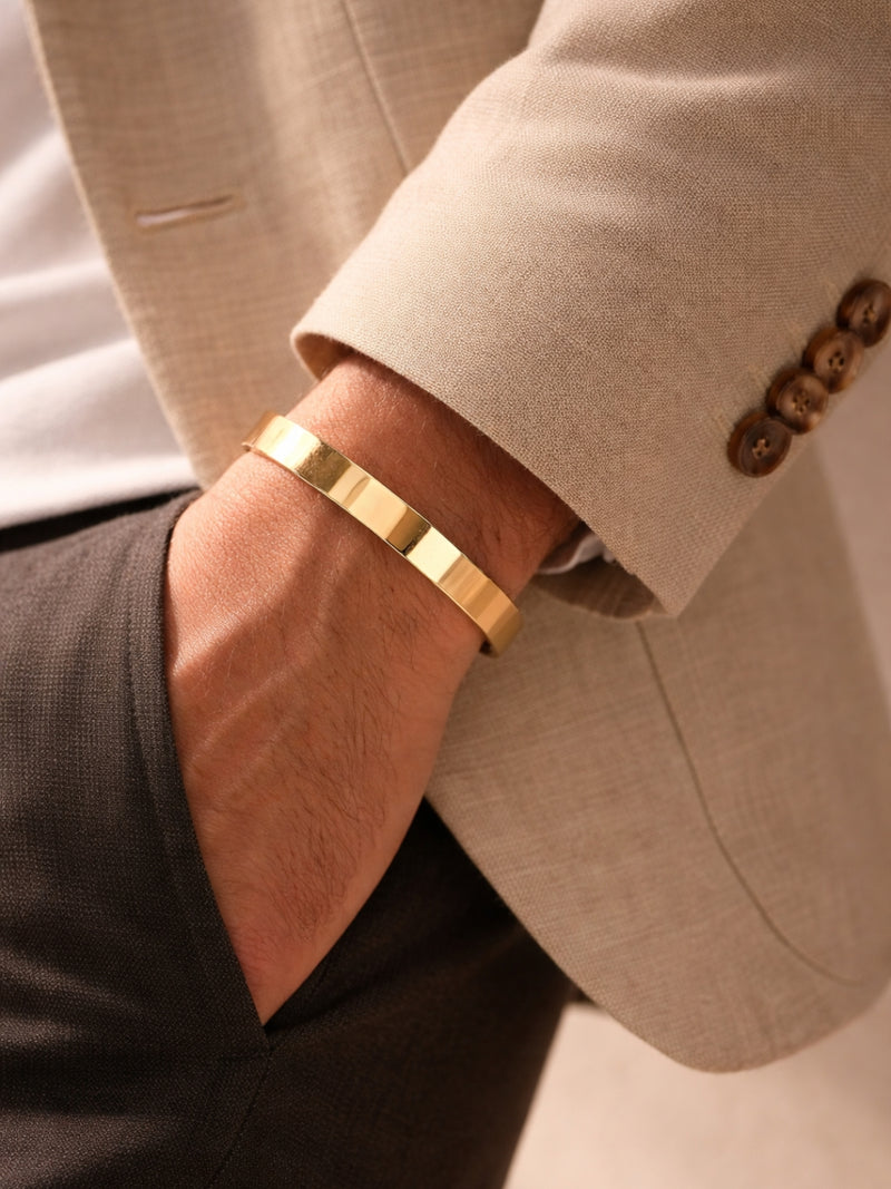 18K Gold Plated Plain Kada for Men | Stainless Steel Bracelet