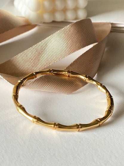Bamboo Full Cuff Bracelet in 18K Gold | Anti-Tarnish, Everyday Jewelry