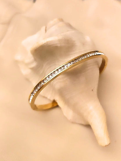 Elegant AD Studded Bracelet – 316L Stainless Steel | Gold Finish