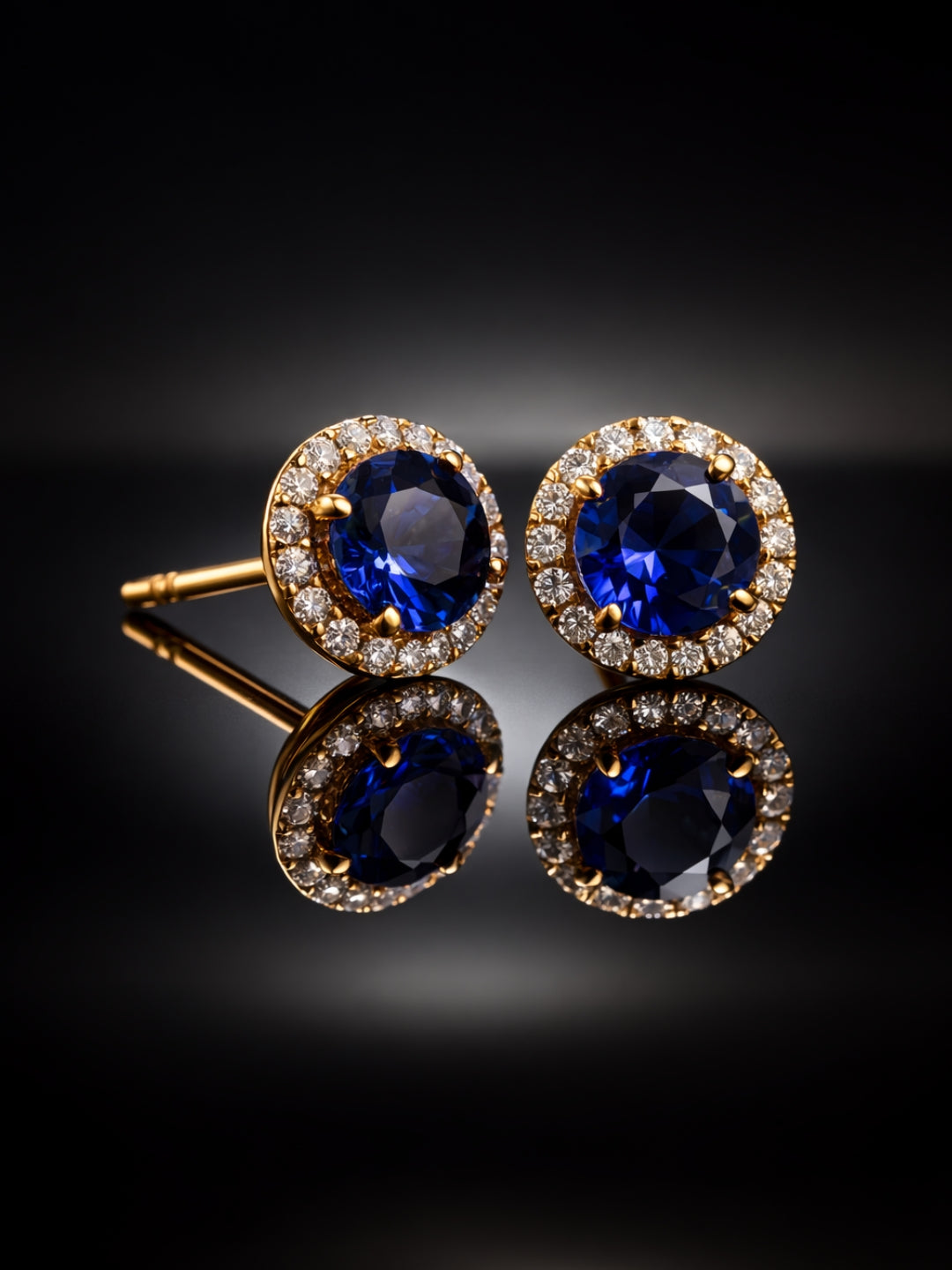 Blue CZ Stud Earrings – 18K Gold Plated Minimal Everyday Studs