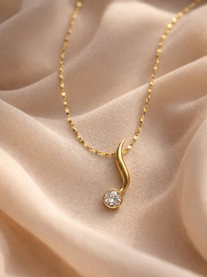 Solitaire Curve Gold Chain Necklace | 18K Gold Plated Everyday Wear