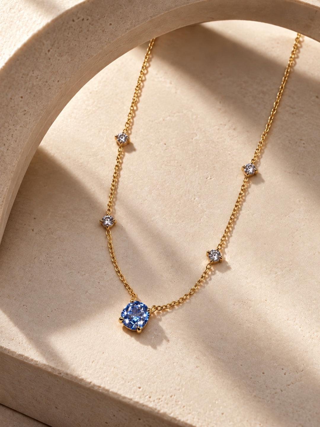 Celeste Blue Crystal Pendant Necklace