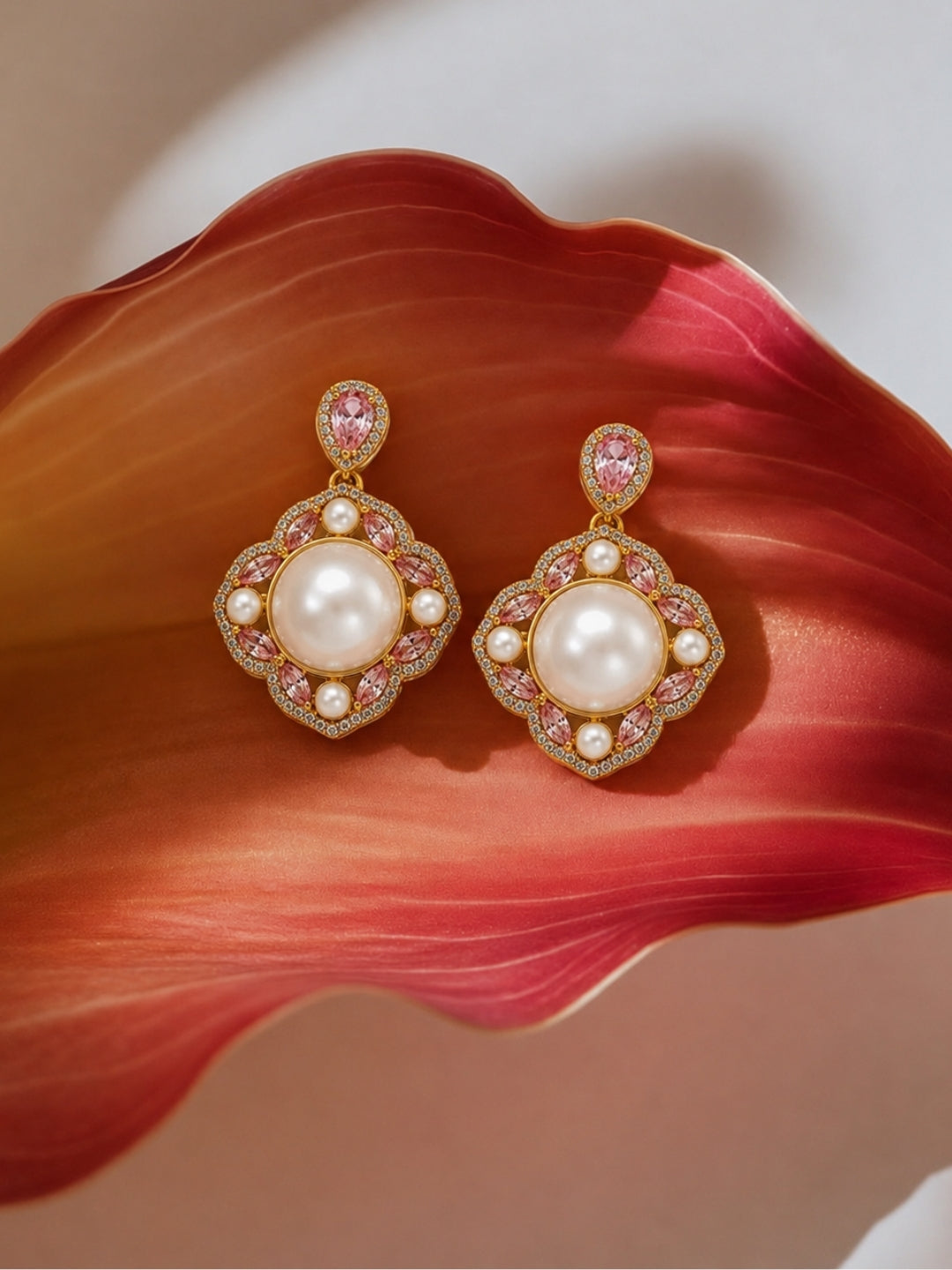 Merletto Pearl Medallion Necklace & Earring Set, 18K Gold-Plated
