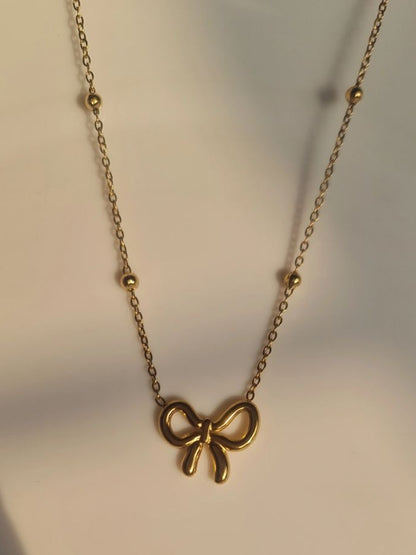 Gold Bow Neckpiece | 18k Gold Plated Stainless Steel Necklace
