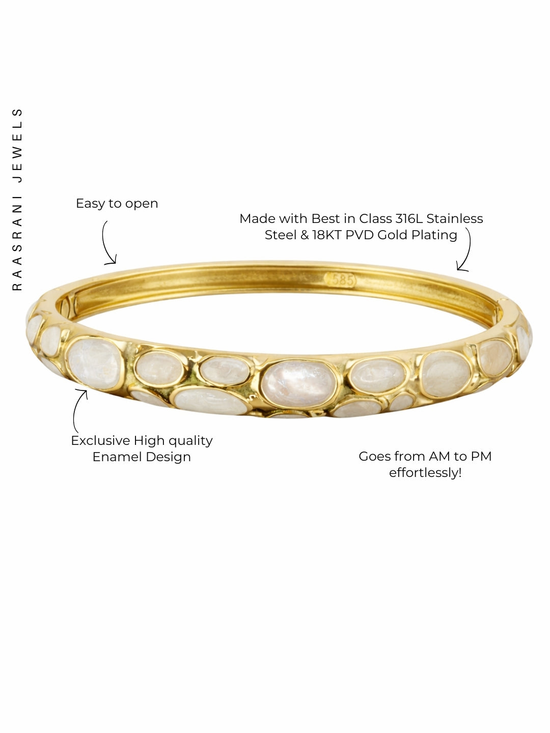 White Bubble Enamel Gold Bracelet | Anti-Tarnish Everyday Bangle