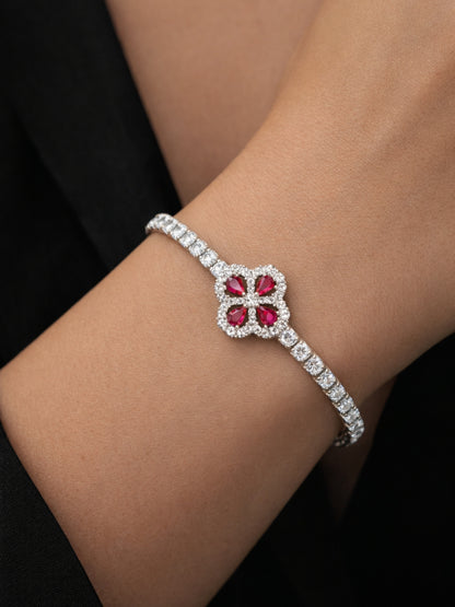 Rani Pink & Silver Studded Bracelet | Anti-Tarnish CZ Bracelet
