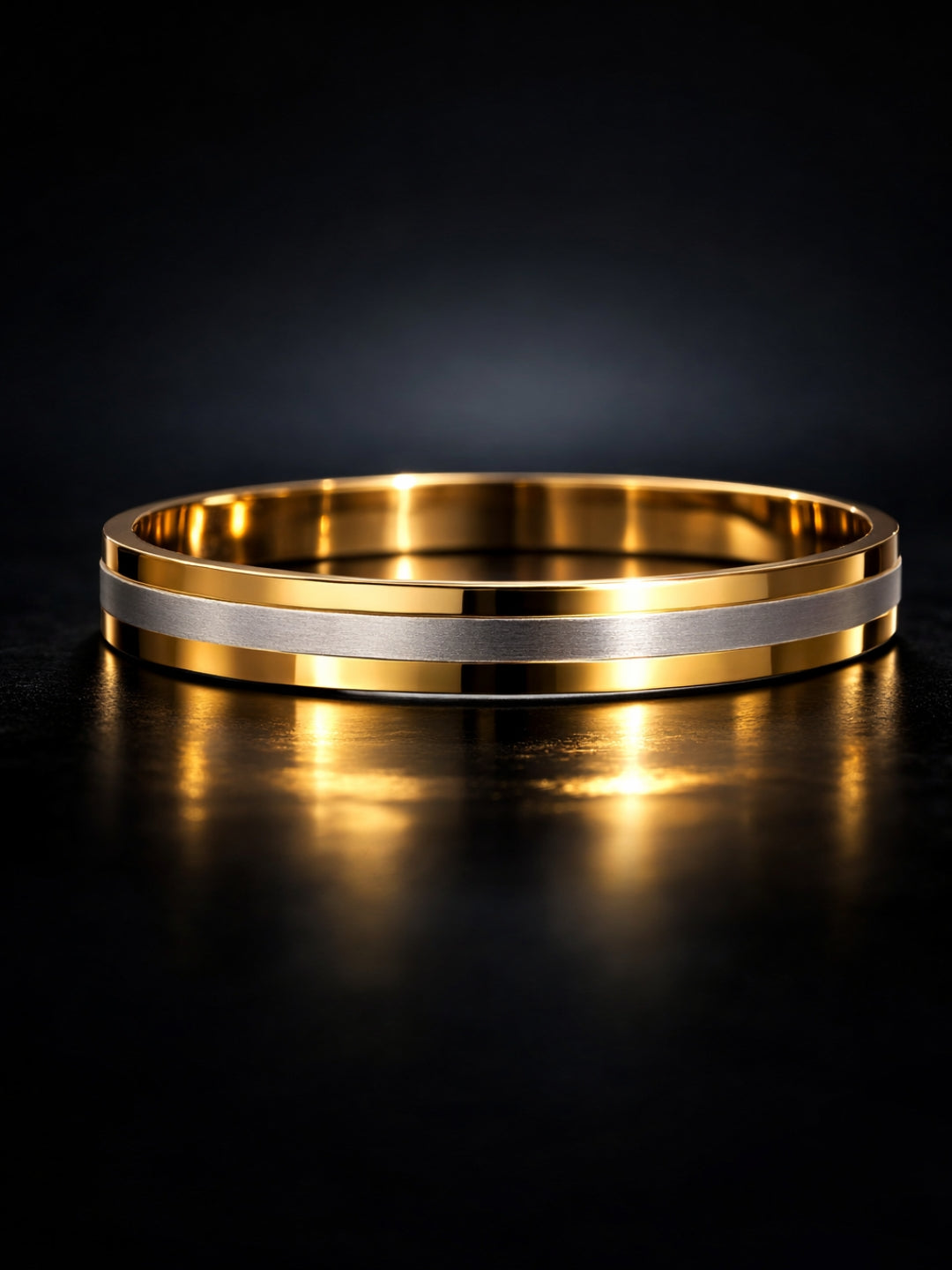 18K Gold Plated Striped Kada for Men | Stainless Steel Bracelet
