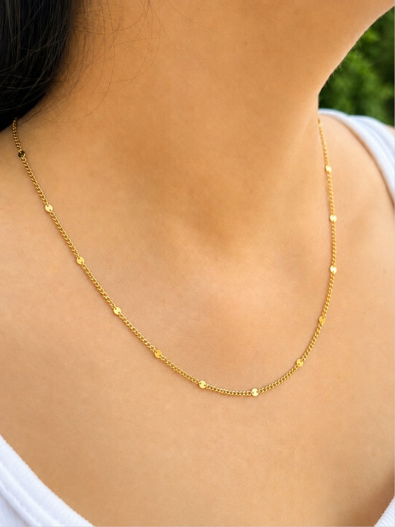 Designer Slim Round Gold Chain | 18K Gold Plated CZ Necklace