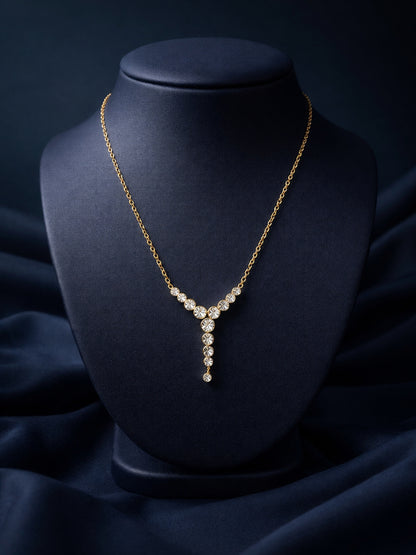 18K Gold Plated CZ Y Drop Necklace – Anti Tarnish Everyday Chain