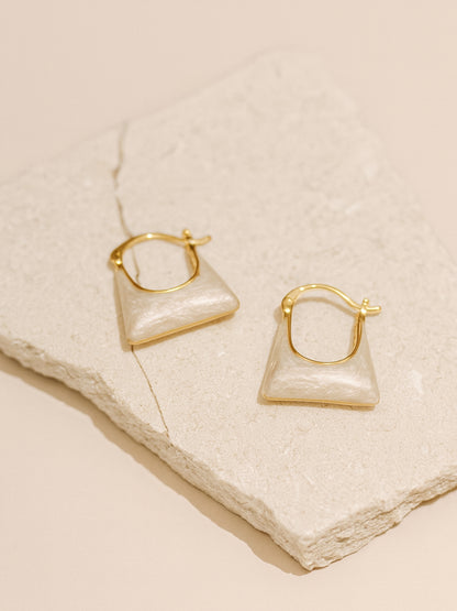 Gold Plated Quad Enamel Hoops Earrings for Women - Fashion Jewelry