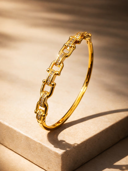 Gold Chain Link CZ Studded Bracelet | Anti-Tarnish Everyday Jewelry