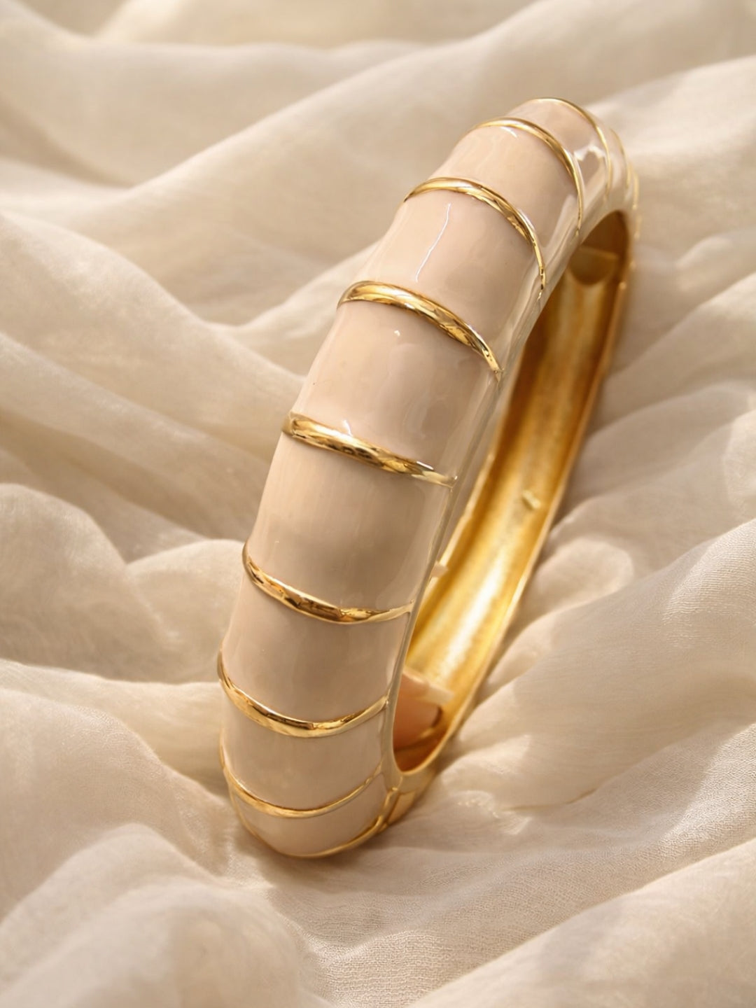 Nude Enamel Gold Bracelet | 18K Gold Plated Stainless Steel Bangle