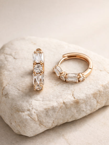 Multi Shape AD Rose Gold Hoop Earrings | Anti-Tarnish Daily Wear