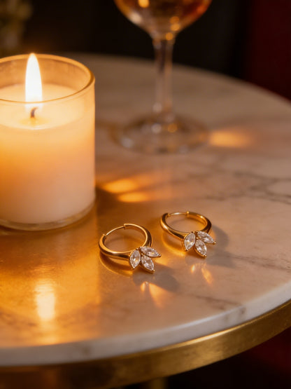 18K Rose Gold Tri Marquise Hoop Earrings – Dainty AD Hoops
