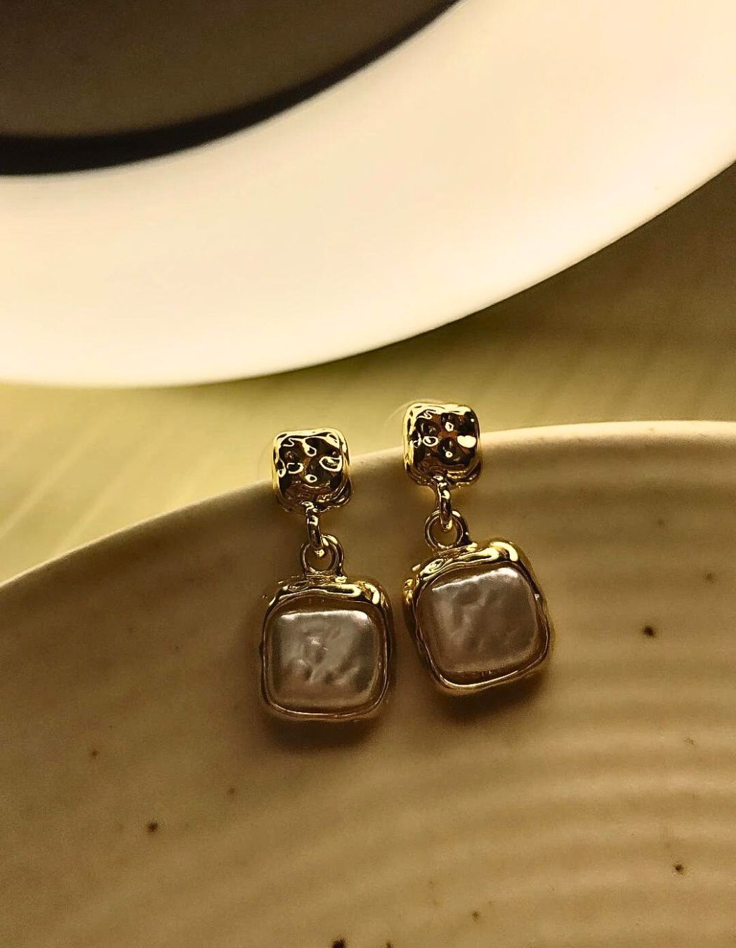 Isabella Mother of Pearl Earrings – Gold Plated Minimal Drops