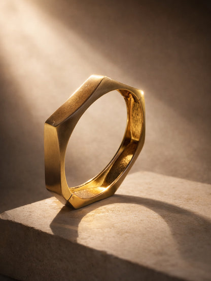 Matte Geometric Gold Cuff Bracelet | Anti-Tarnish Everyday Wear